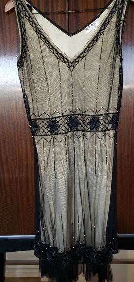 Beaded neck sheer layered dress flapper - Picture 9 of 11
